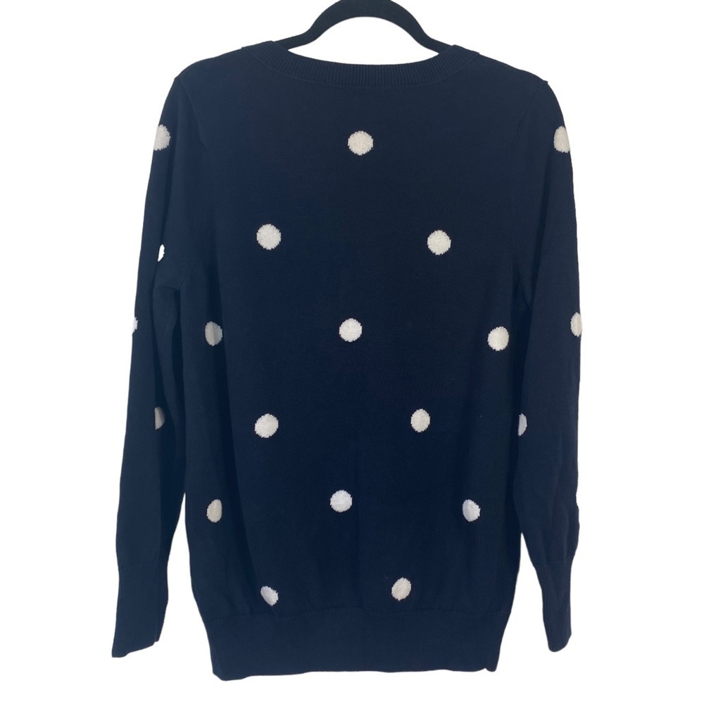 GAP Factory Women’s Navy 100% Cotton V-Neck Sweater, White Polka Dots, Size L - Picture 3 of 12
